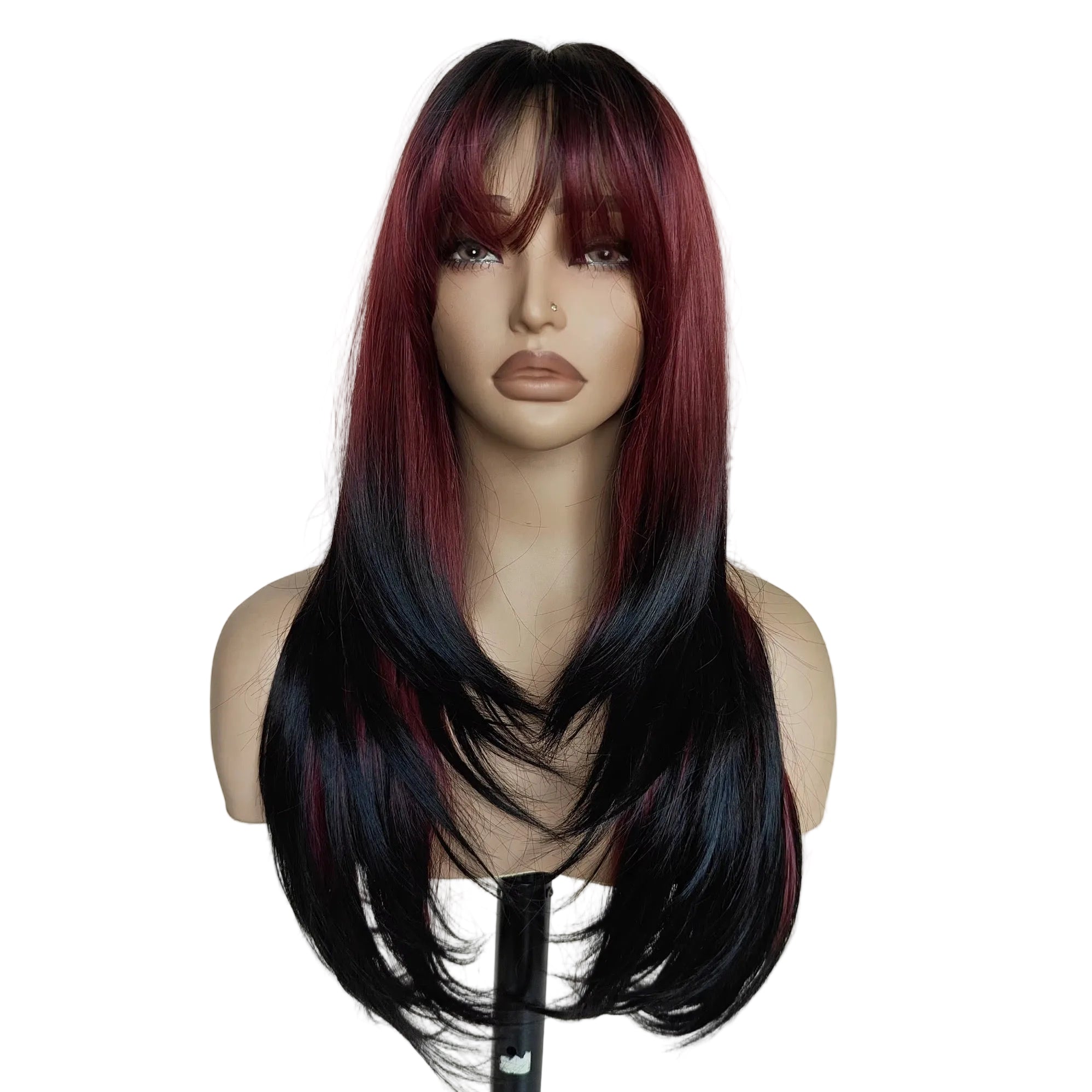 Black Roots Ombré Layered Fringe