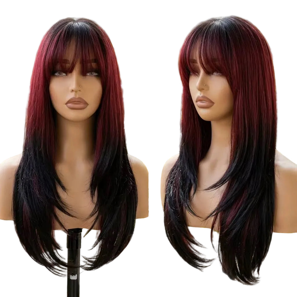 Black Roots Ombré Layered Fringe