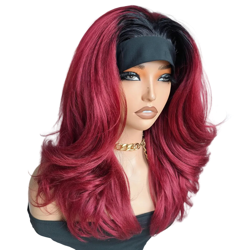 Moluxe Layered Yaki Band Wig Burgundy