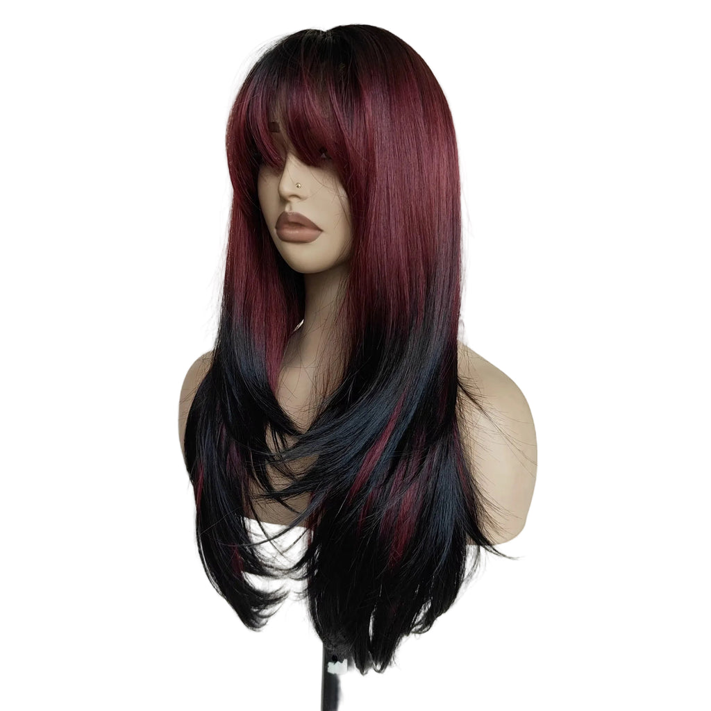 Black Roots Ombré Layered Fringe