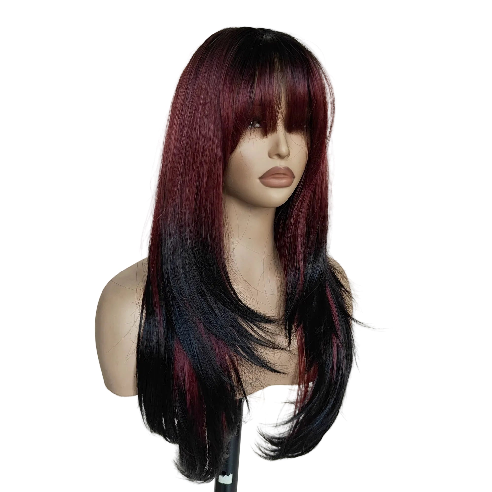 Black Roots Ombré Layered Fringe