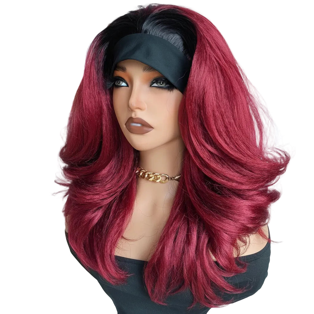 Moluxe Layered Yaki Band Wig Burgundy